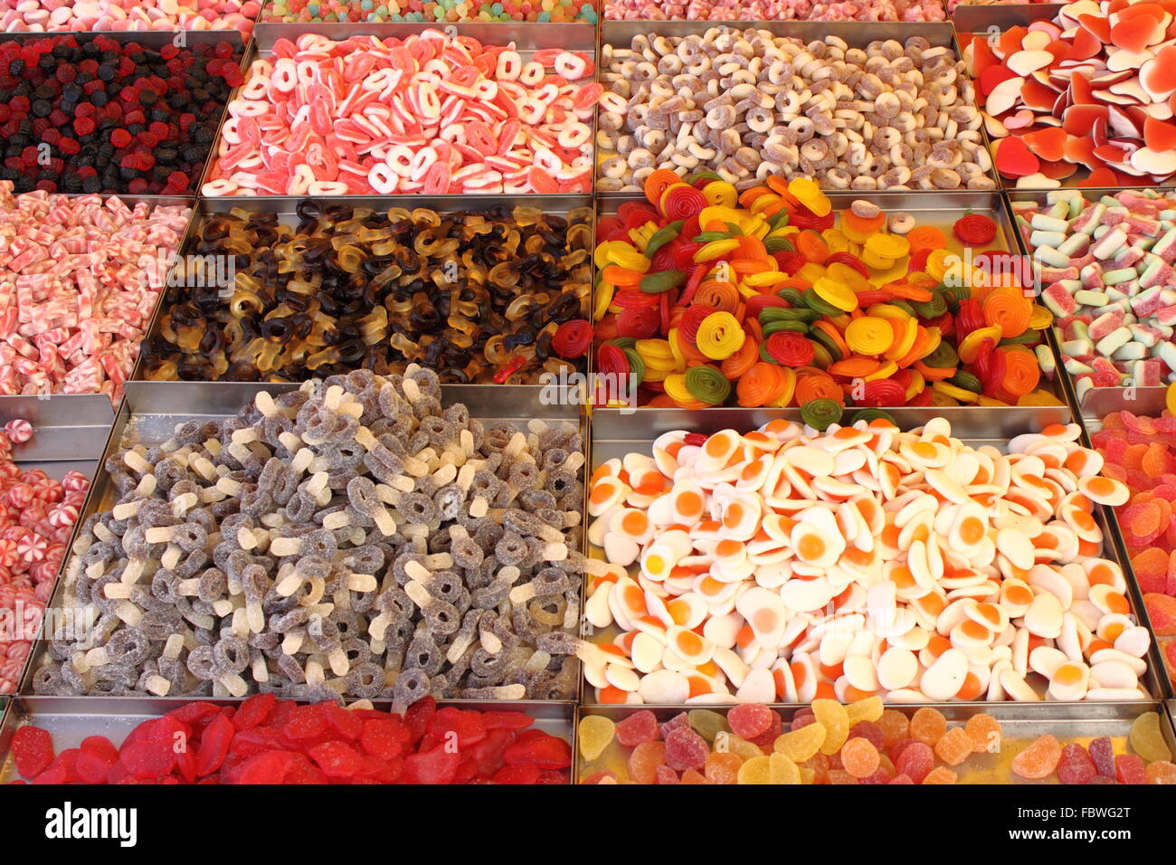 Candies assortment in a market stall Stock Photo - Alamy