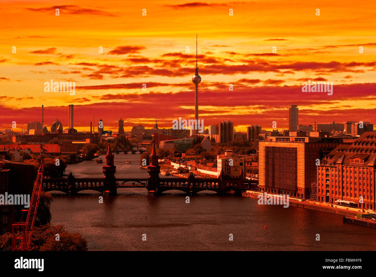 Berlin Aerial View Skyline Sunset Stock Photo Alamy