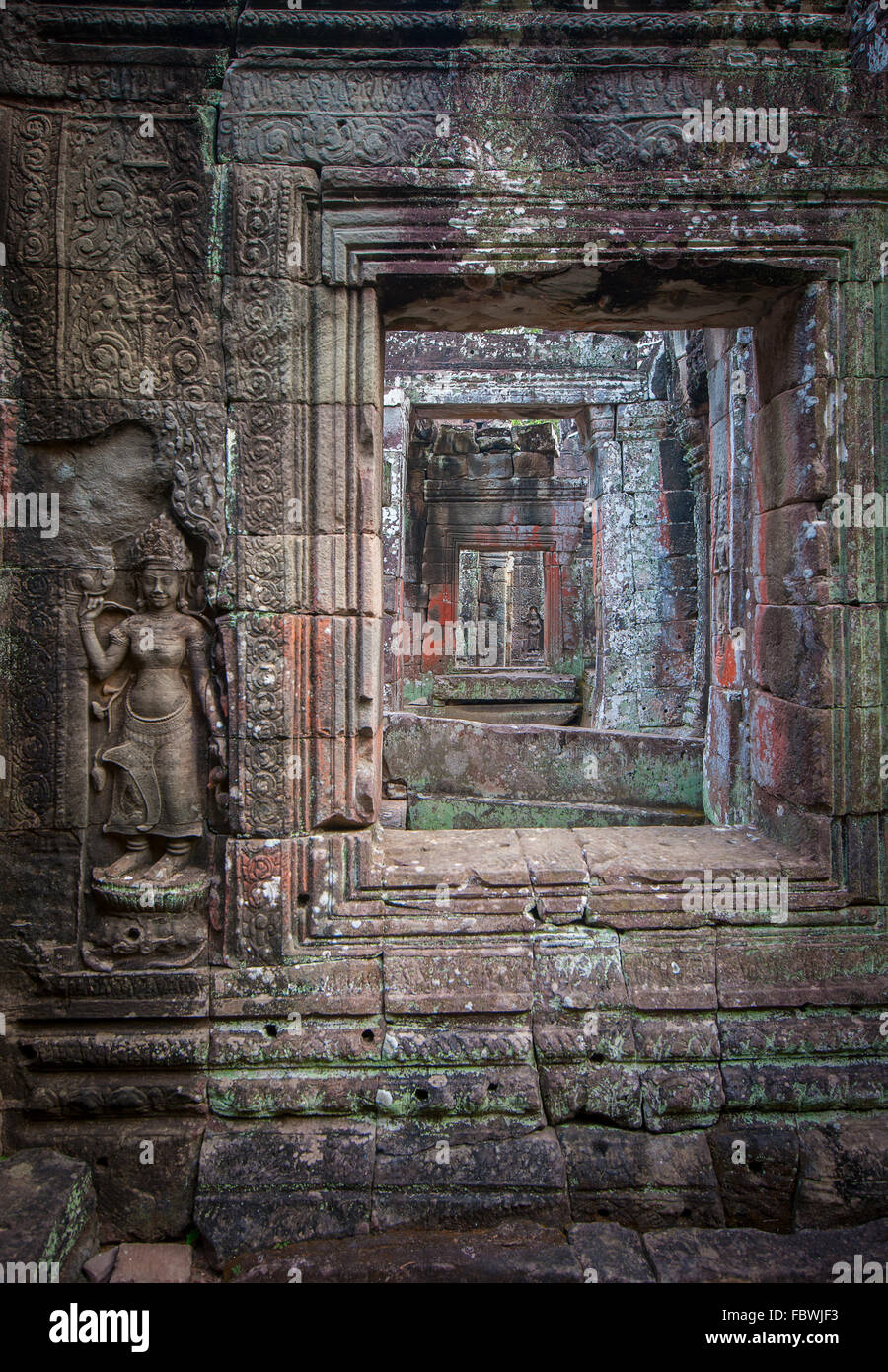 Apsara dancers, bas-relief of Angkor, Cambodia Stock Photo