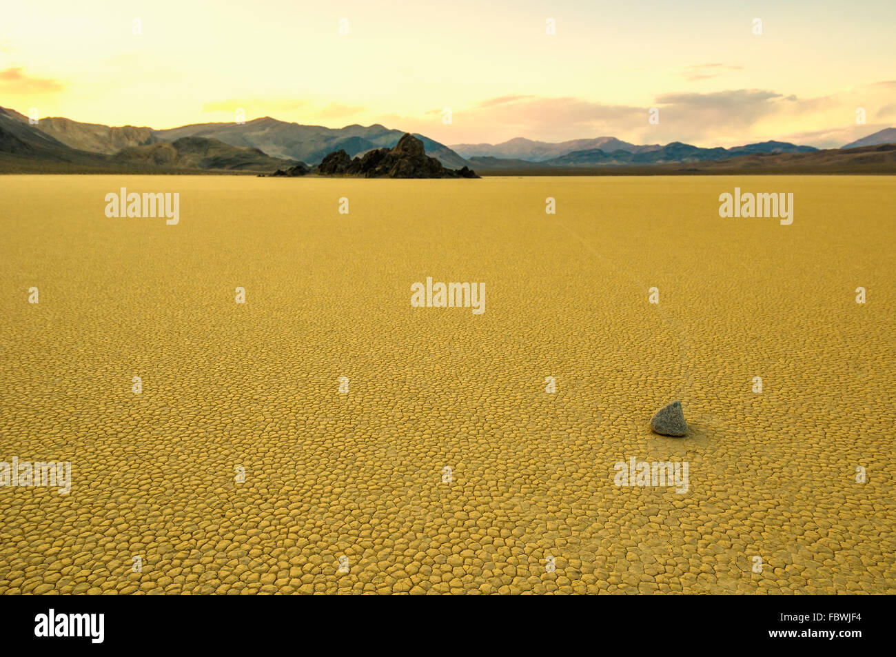 Sailing stones in the Racetrack Playa, Death Valley, California Stock Photo