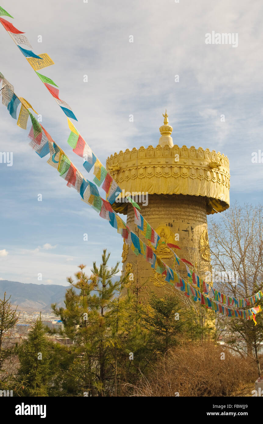 the biggest tibetan prayer wheel in the world, shangri-la, china Stock Photo