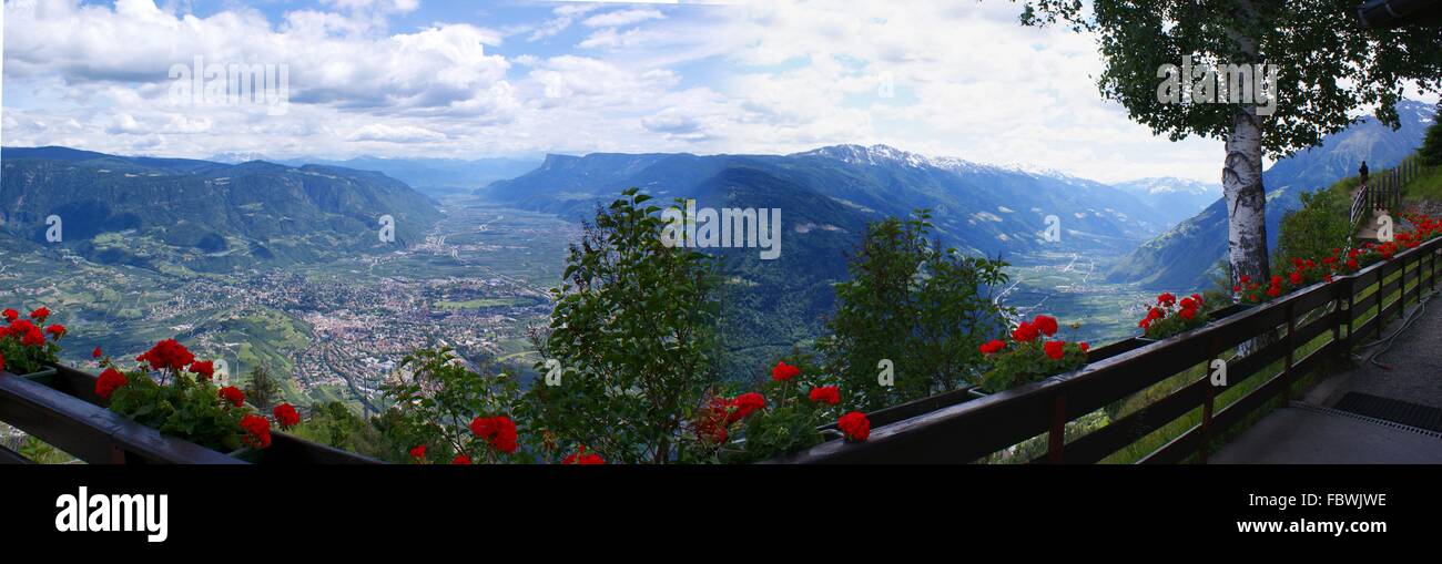 View on Merano and the Vinschgau Stock Photo