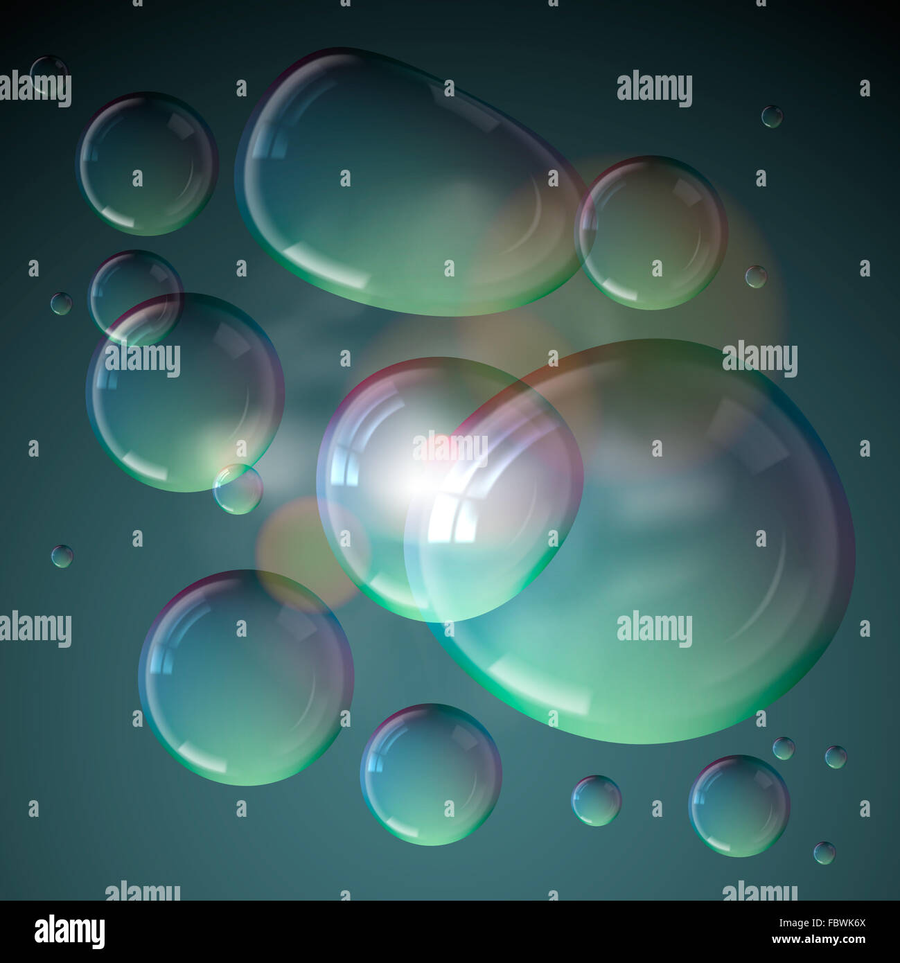 Soap bubbles isolated on grey background. Stock Photo