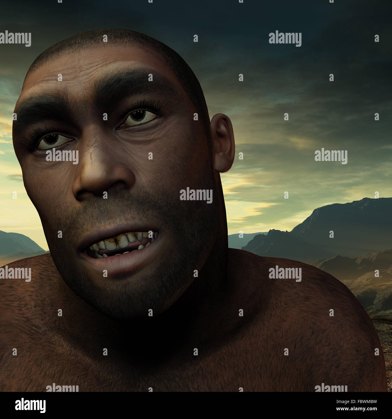 Early humans Homo erectus Stock Photo