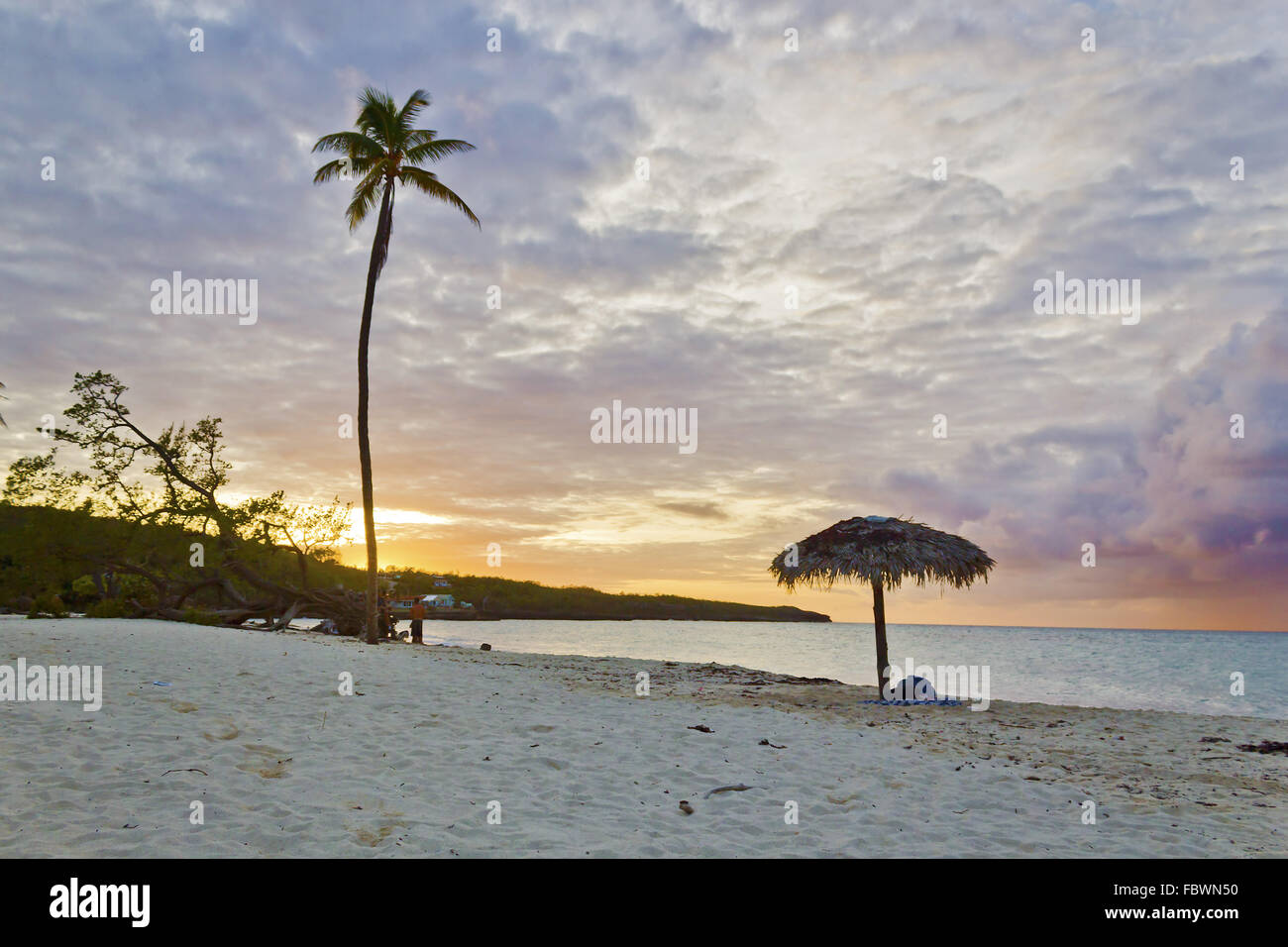 Sunset at Guardalavaca's beach, Cuba Stock Photo