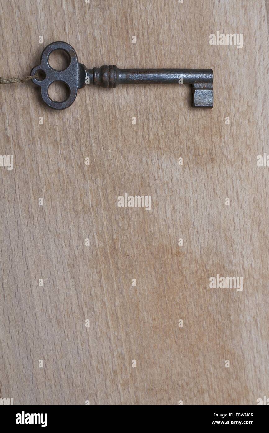 Old Key on Wood Stock Photo