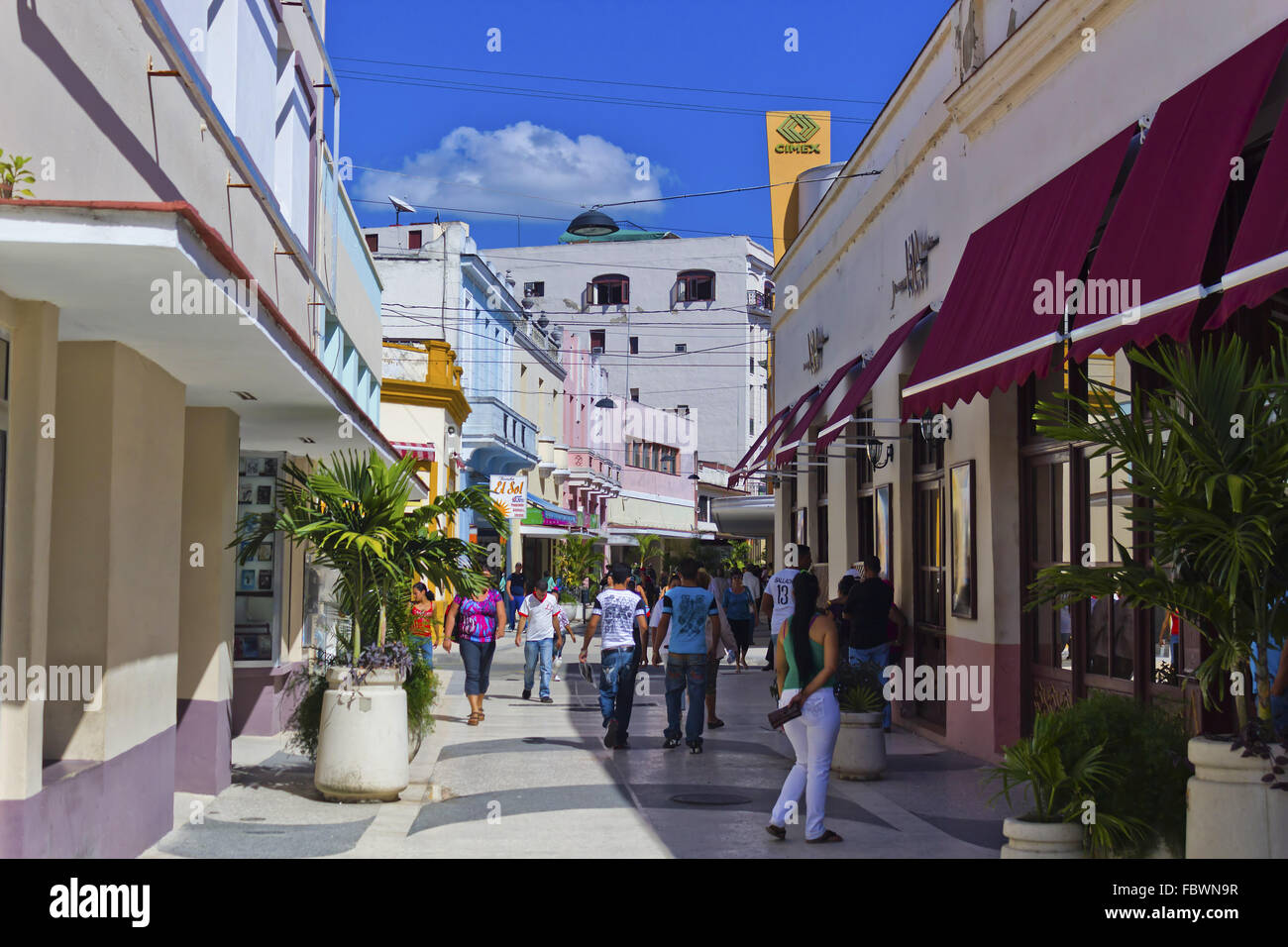Shopping Precinct in Camaguey, Cuba Stock Photo