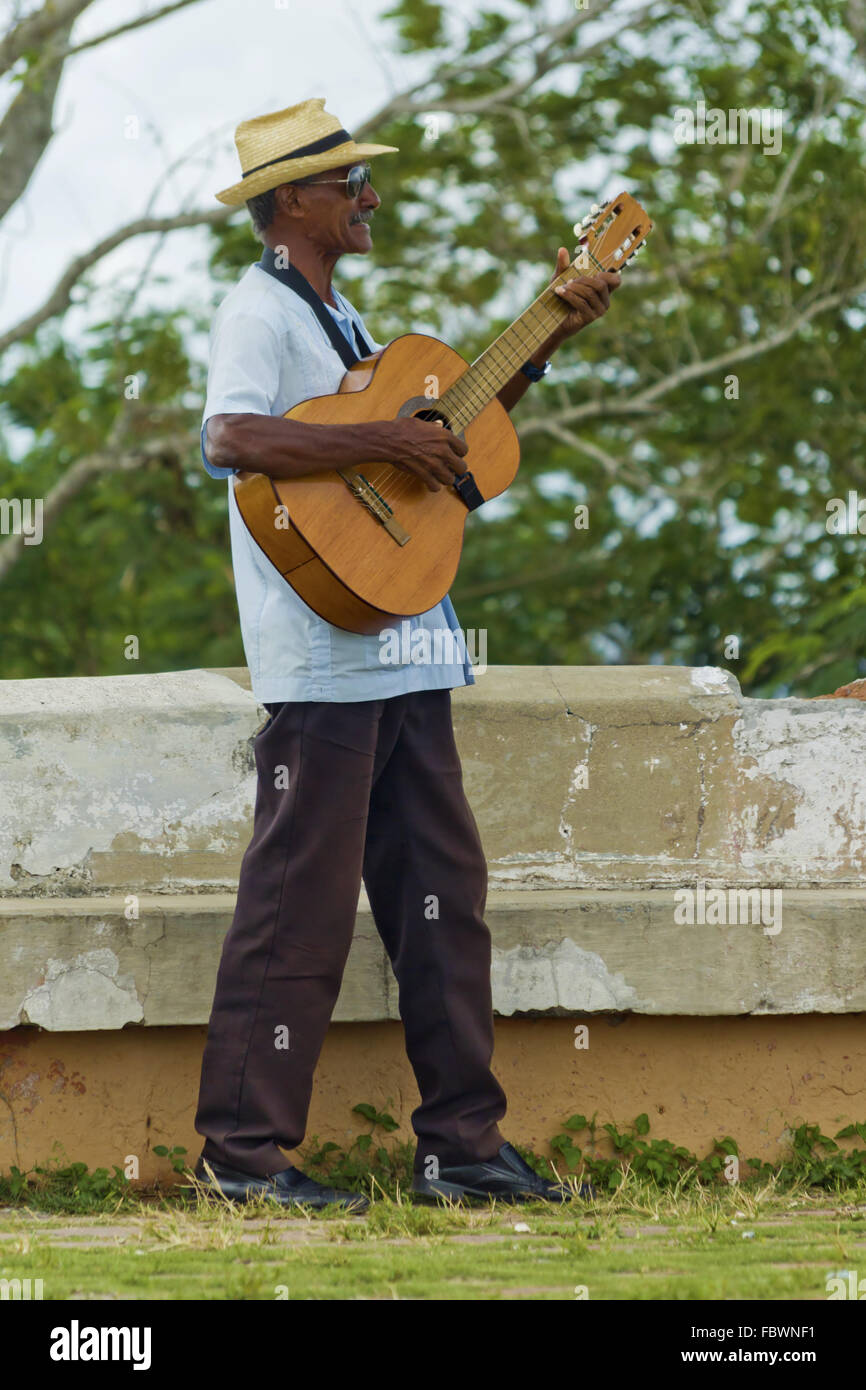 Cuban Musician at Loma de la Cruz Stock Photo