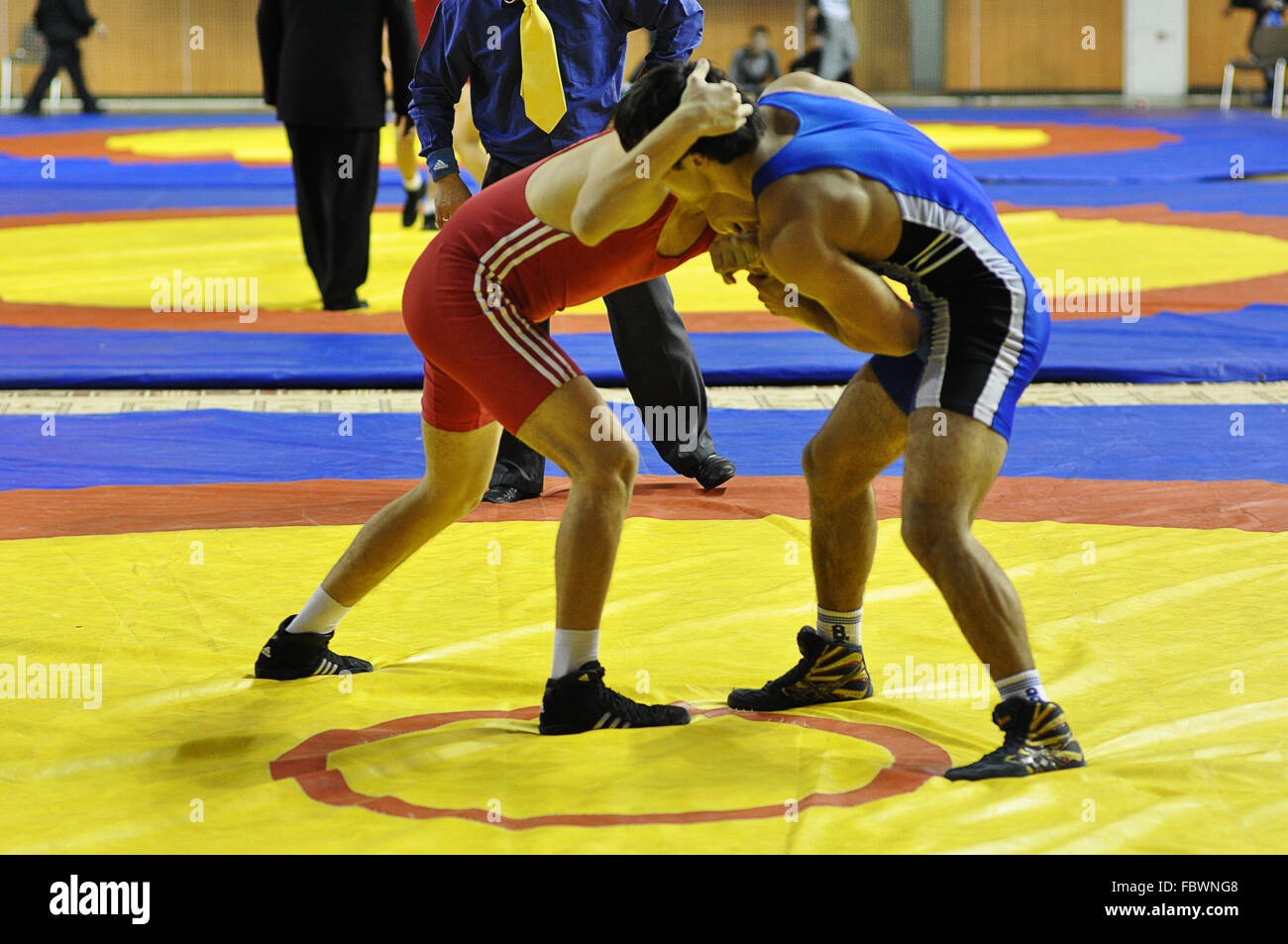 Competitions on Greco-Roman wrestling Stock Photo