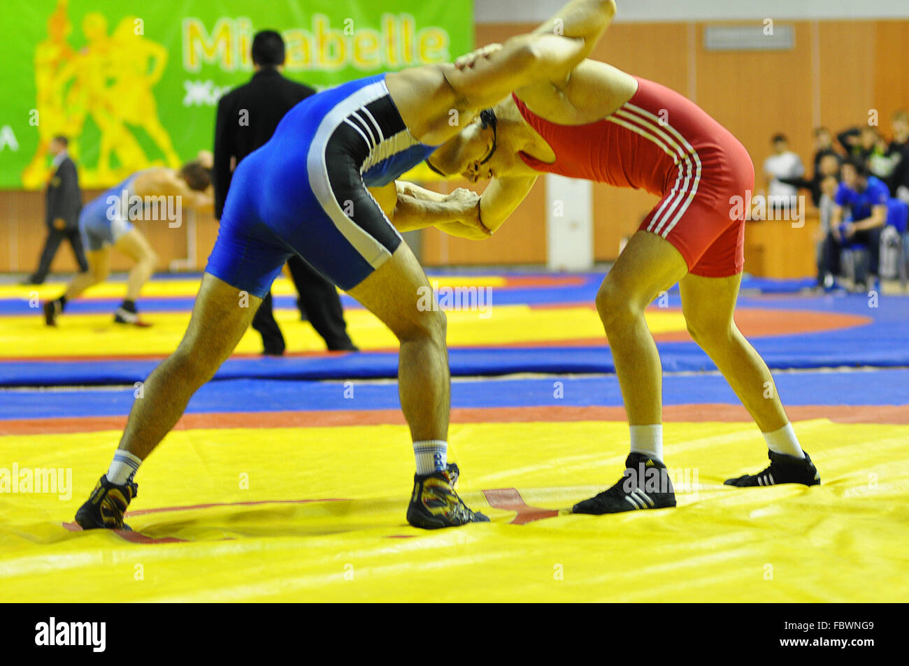 Competitions on Greco-Roman wrestling Stock Photo