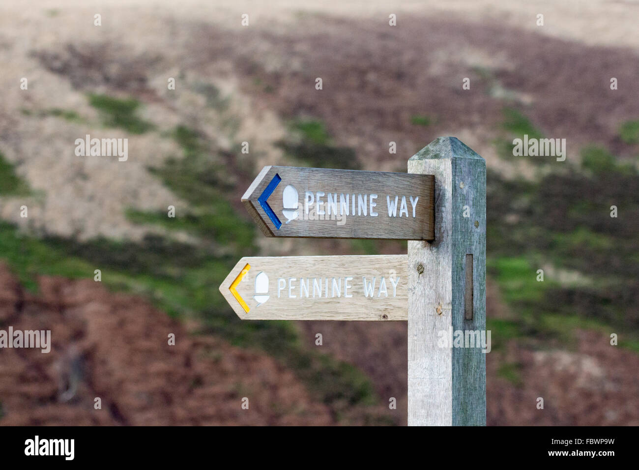 A pennine way sign near Marsden, West Yorkshire, England, Uk Stock Photo