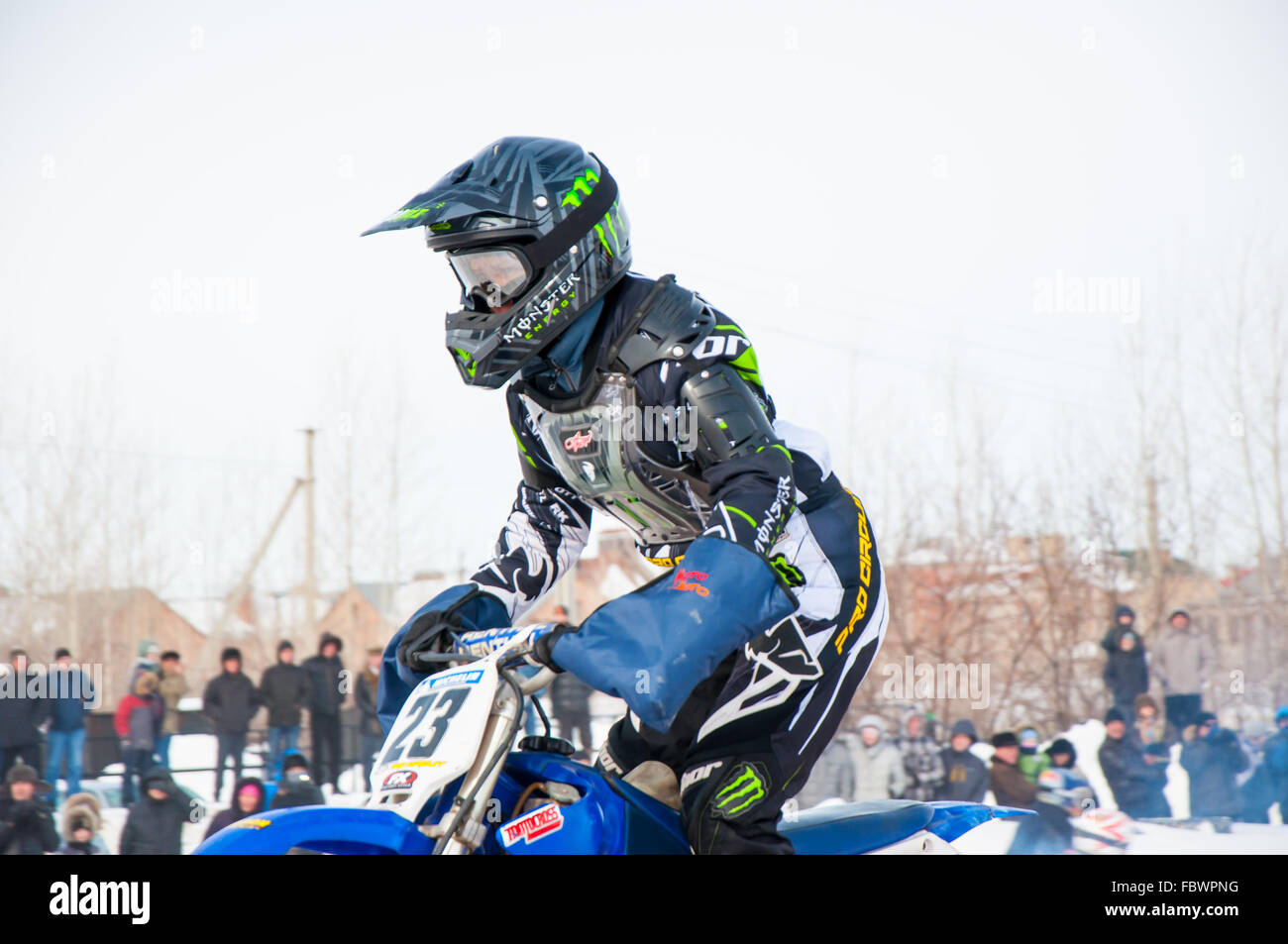 Winter Motocross competitions among Juniors Stock Photo