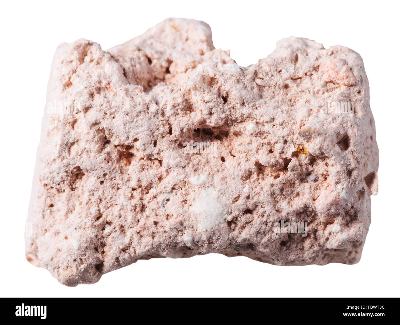 macro shooting of specimen natural rock - specimen of kaolinite (kaolin, china clay) mineral stone isolated on white background Stock Photo