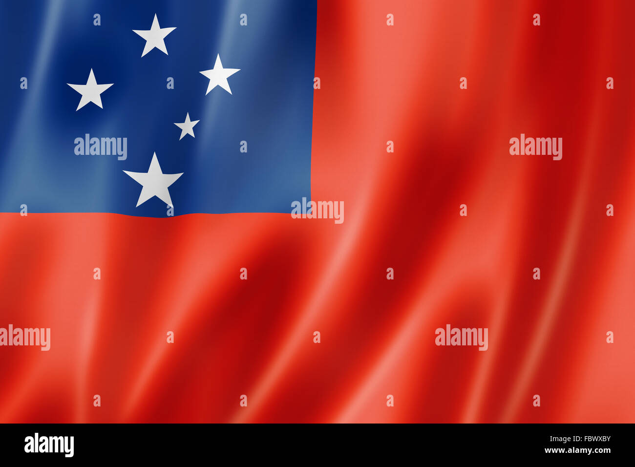 National flag of Samoa: red background and blue square in upper left corner  with five white stars Stock Photo - Alamy