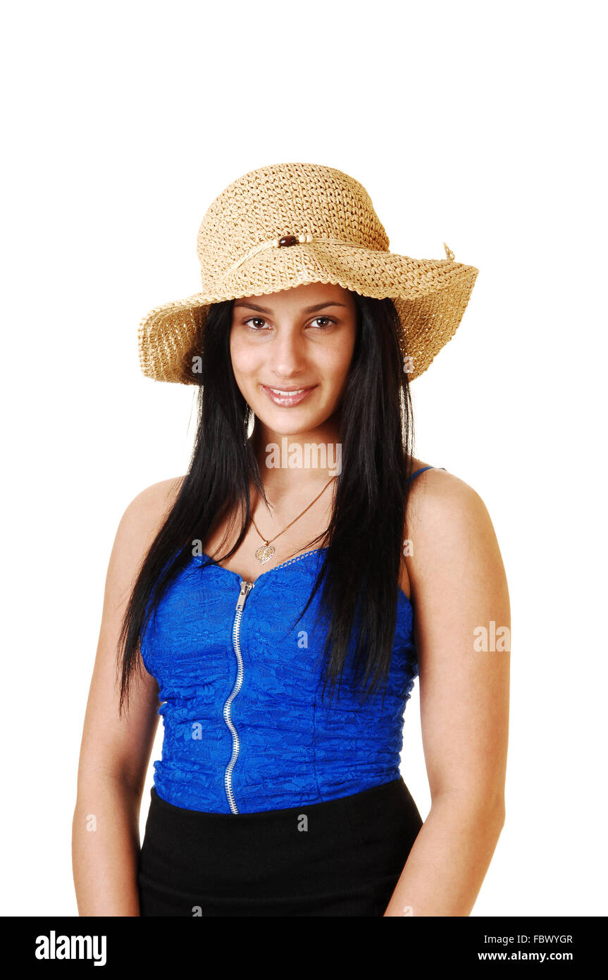 Girl in straw hat. Stock Photo