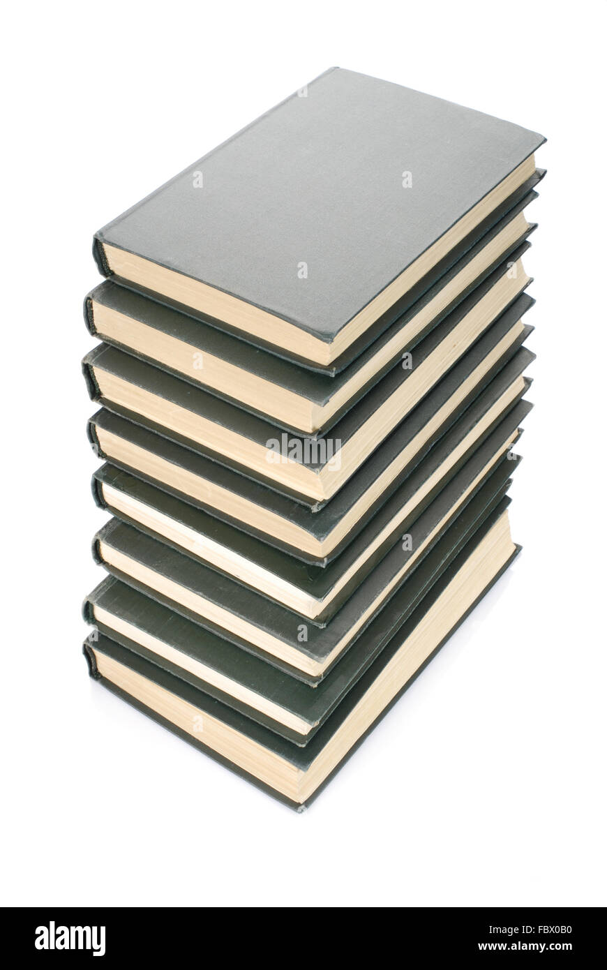 old books stack isolated on white Stock Photo Alamy