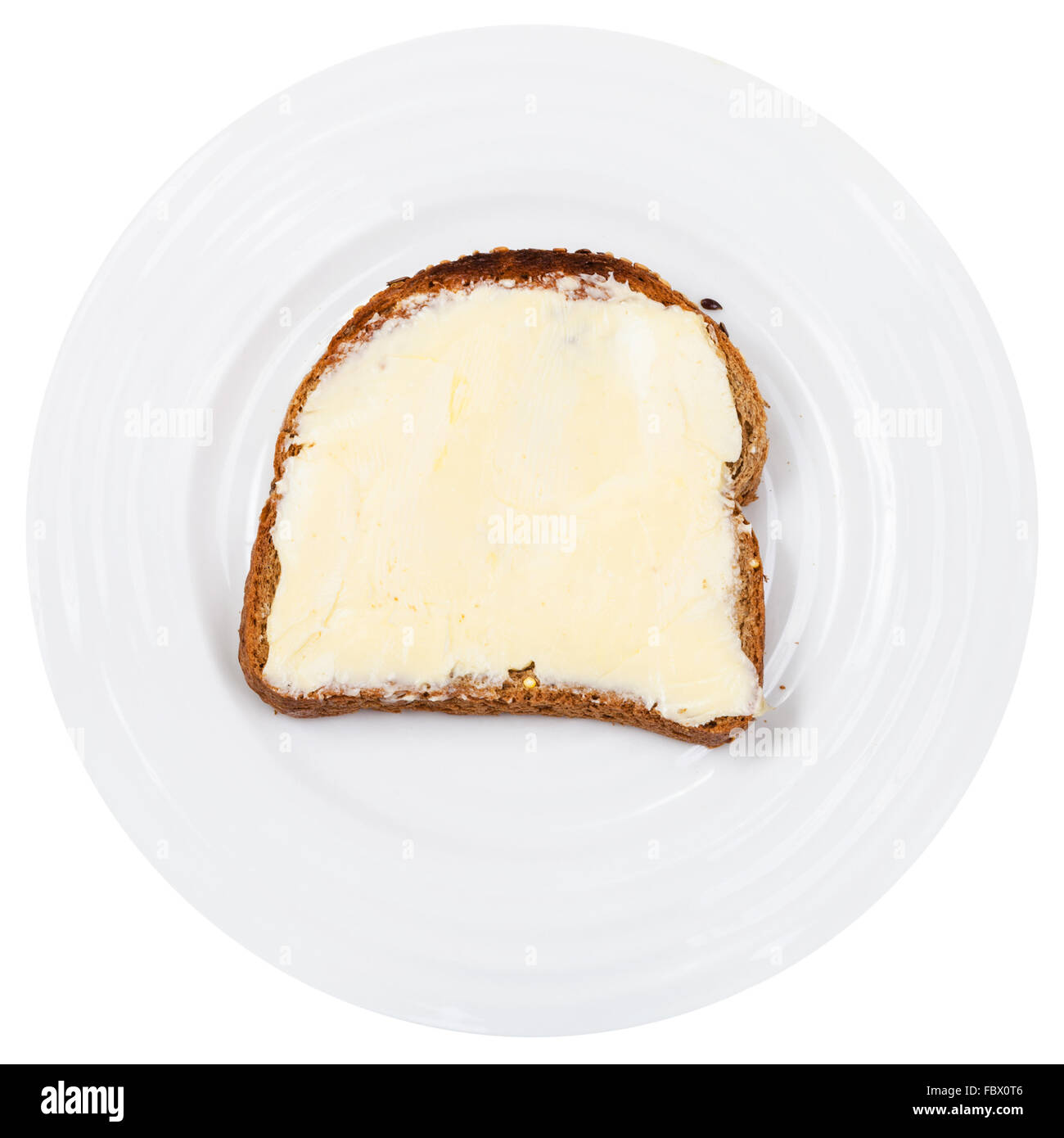 Grain Bread And Butter Sandwich On White Plate Isolated On White Stock Photo Alamy