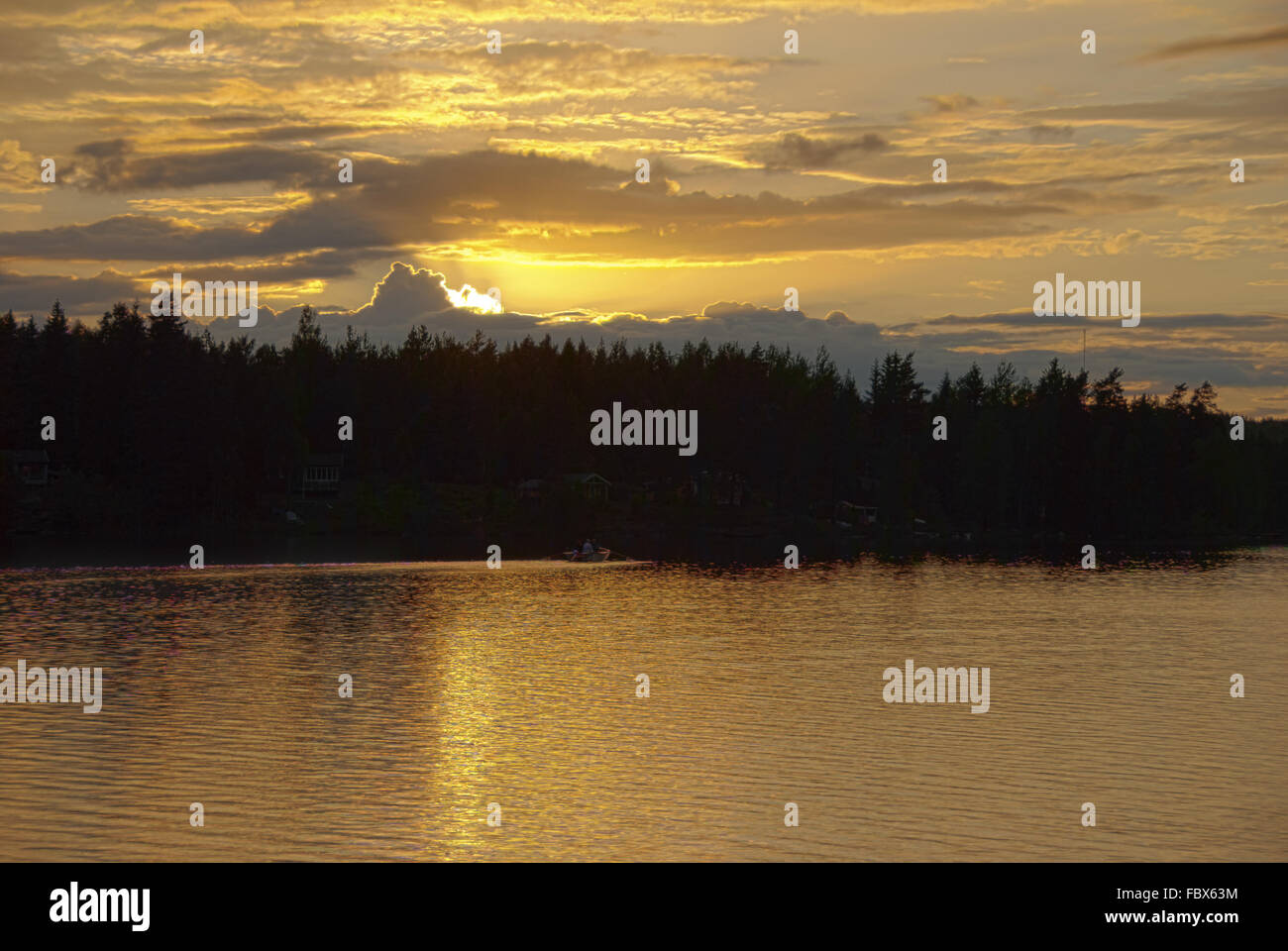sunset on the lake Virserumssjoen, Nr.2 Stock Photo
