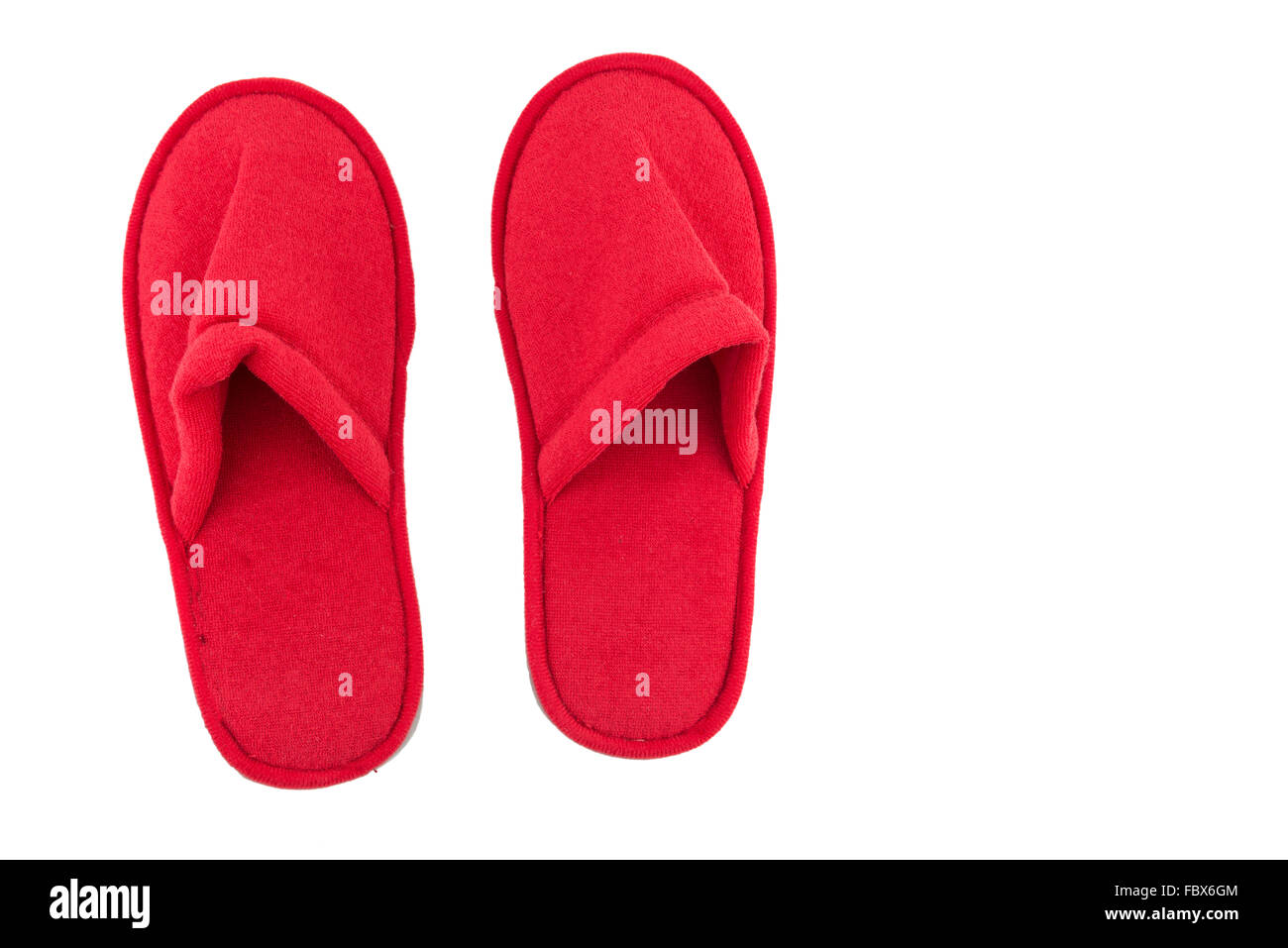 indoor slippers, isolate white background, red Stock Photo