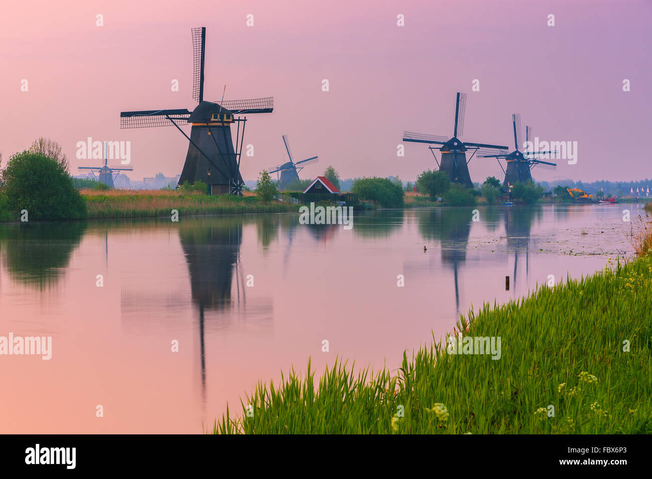 The famous windmills at the Kinderdijk, south Holland, Netherlands