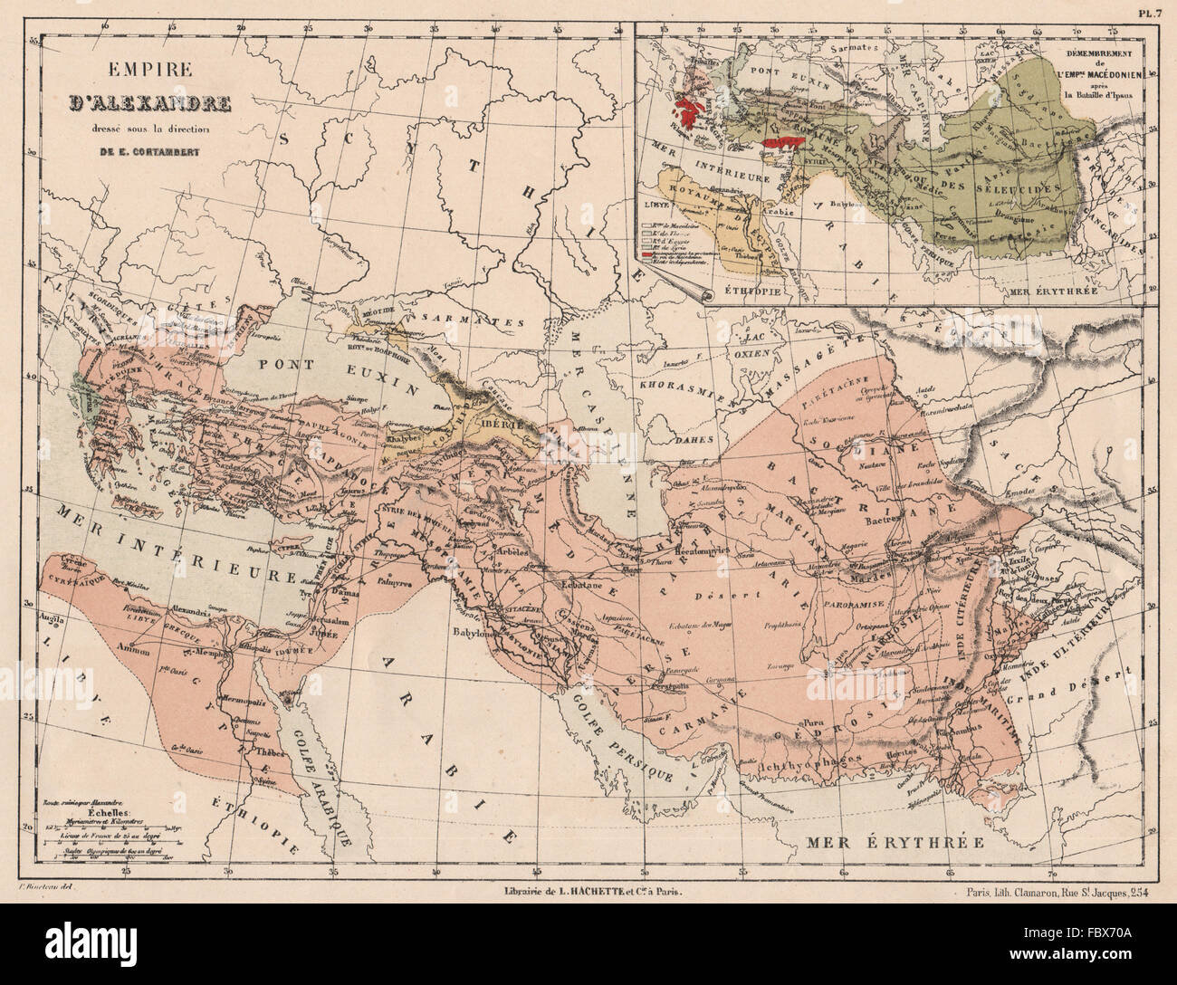 EMPIRE OF ALEXANDER THE GREAT & dismemberment after the Battle of Ipsus 1880 map Stock Photo