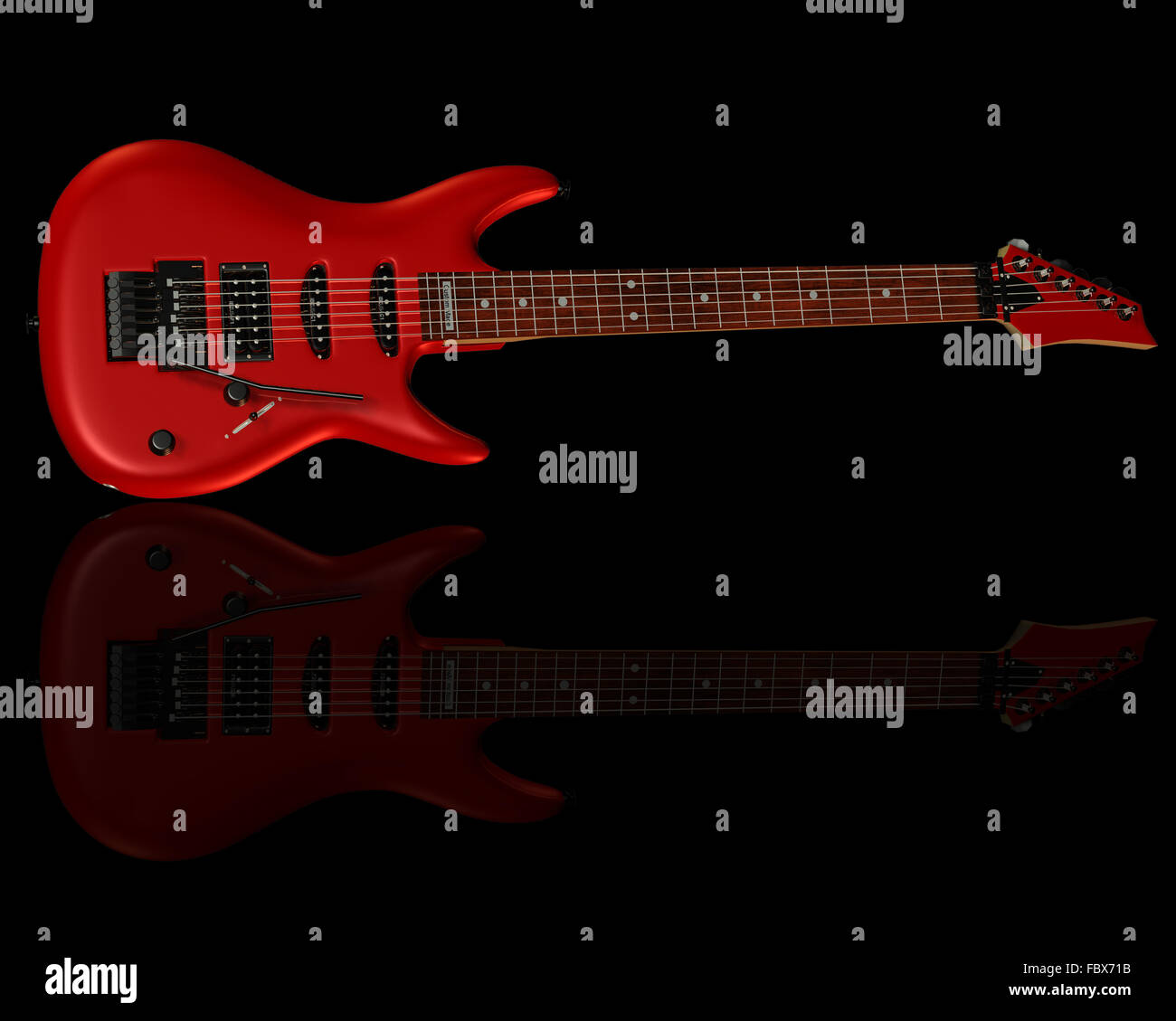 red guitar on black background Stock Photo - Alamy