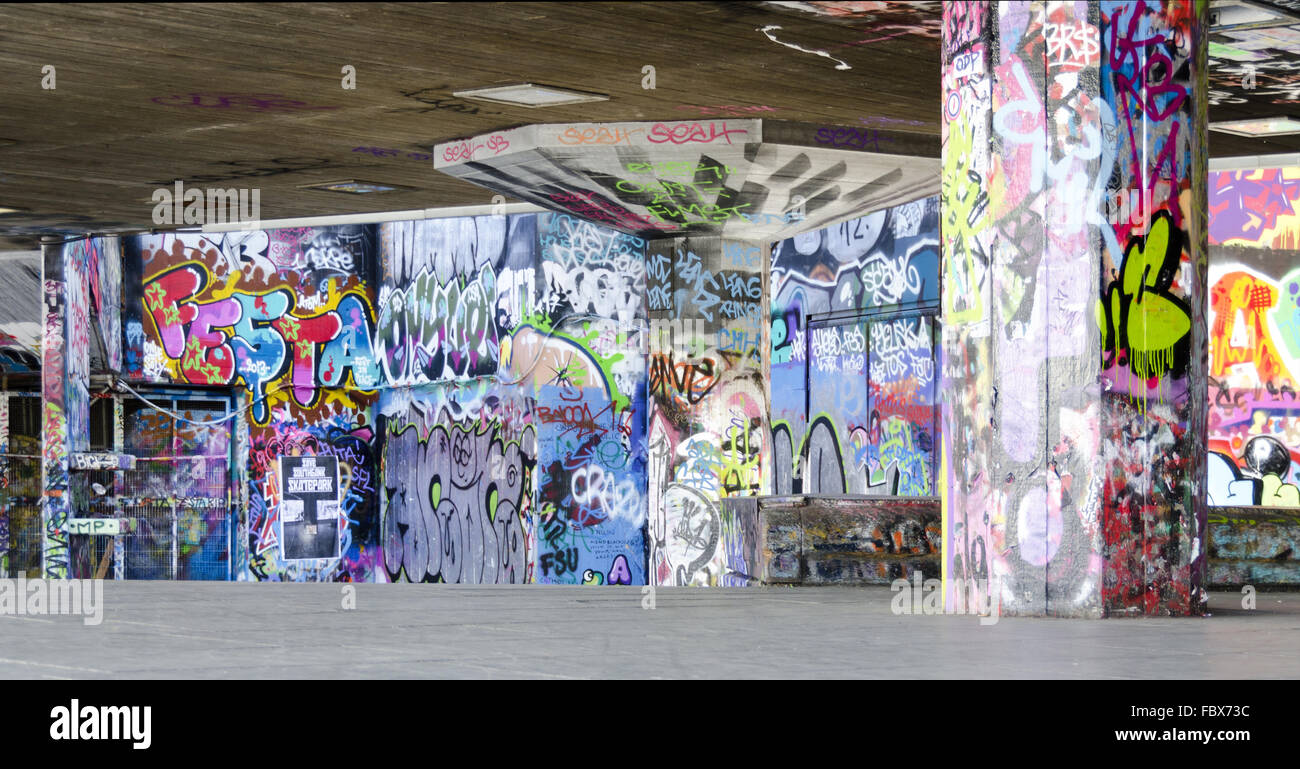 Graffiti at Londons South Bank Skate park Stock Photo