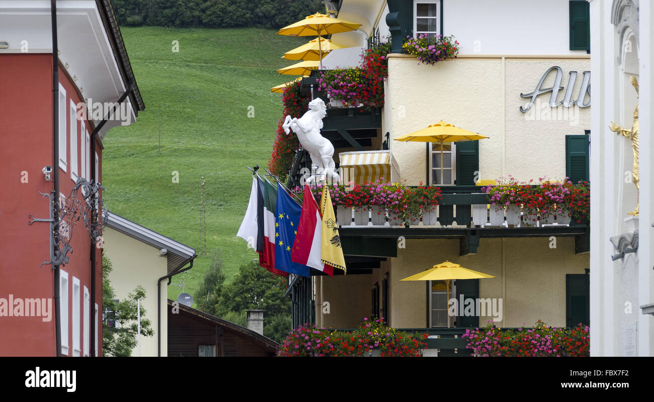 hotel White Horse at Innichen Stock Photo