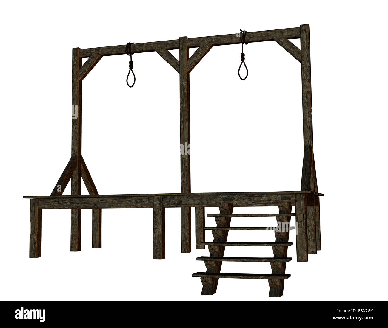 Cutout - gallows from the Middle Ages Stock Photo