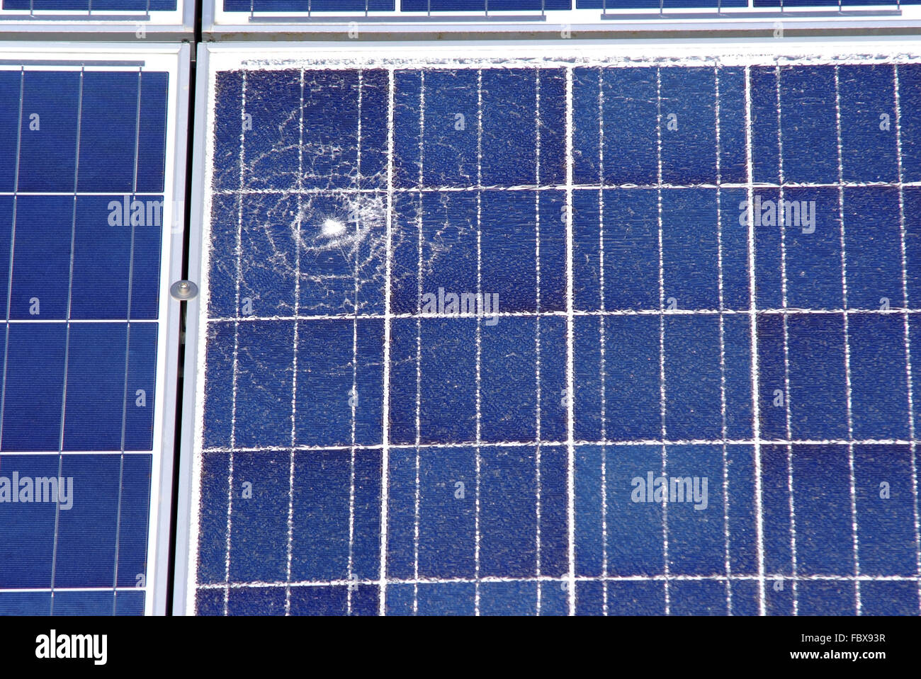 damaged solar panel surface Stock Photo