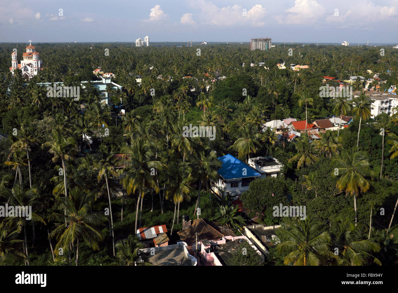 View from the Thangassery Lighthouse, Kollam (Quilon), Kerala, India Stock Photo