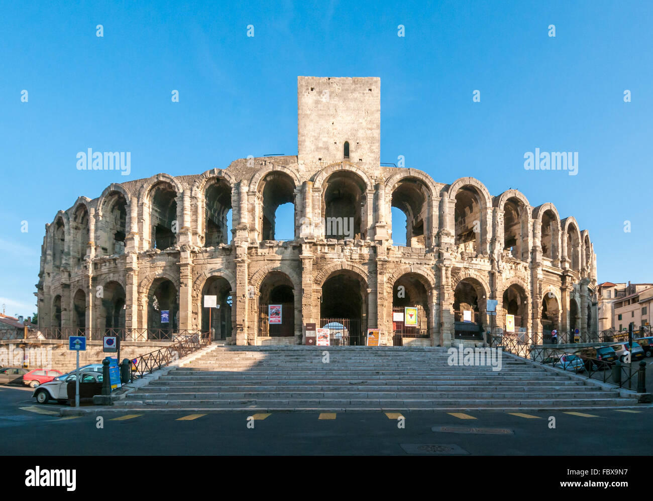 The Arles Amphitheatre, Roman arena in French town of Arles Stock Photo