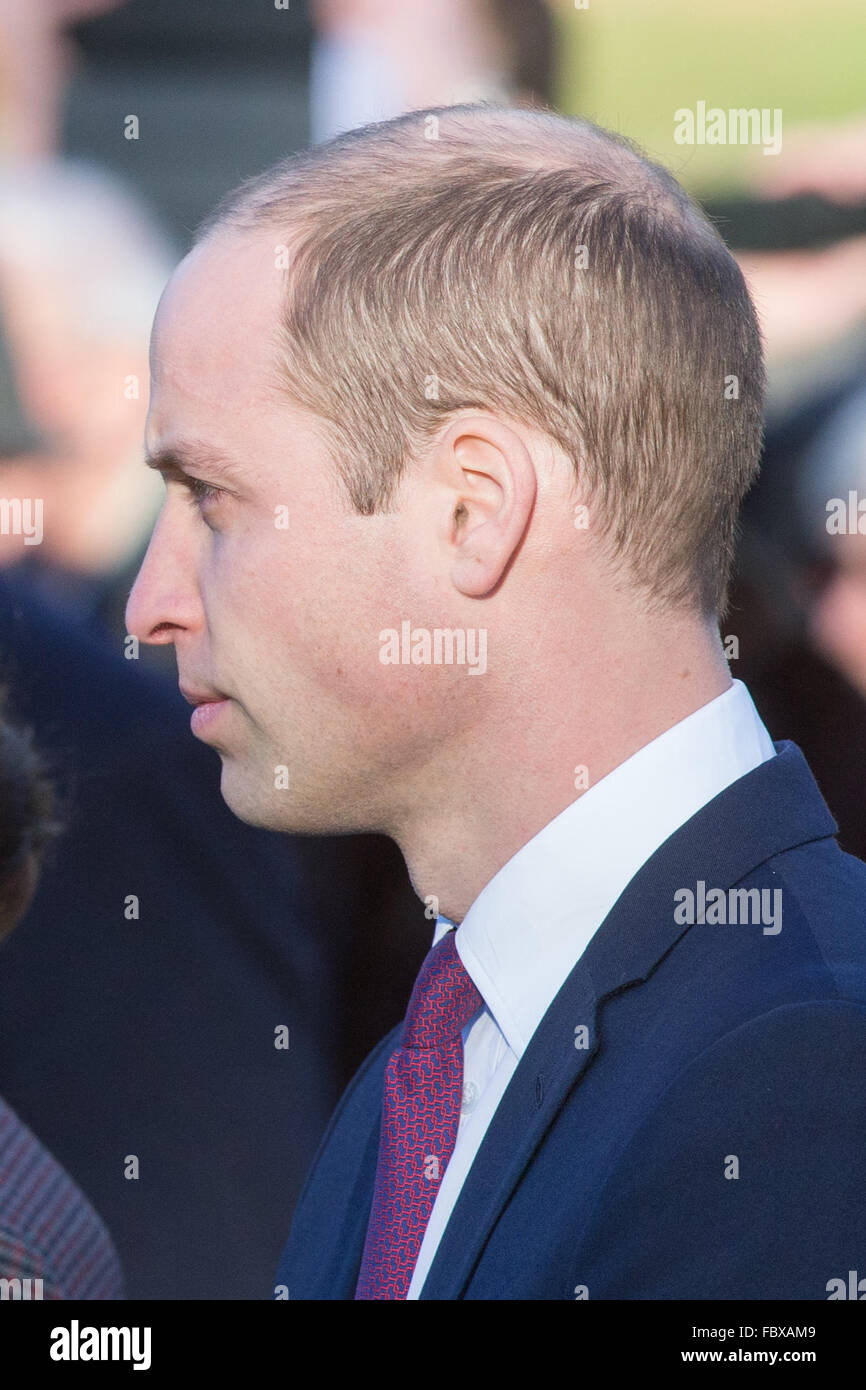 Prince William with Catherine,The Duchess of Cambridge at Sandringham,Norfolk, on January 10th 2016. Stock Photo