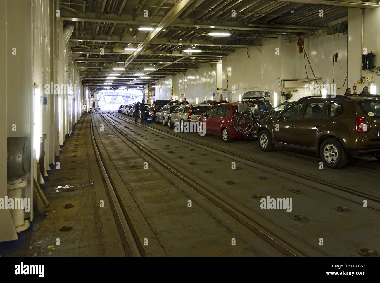 car deck of a former train ferry Stock Photo