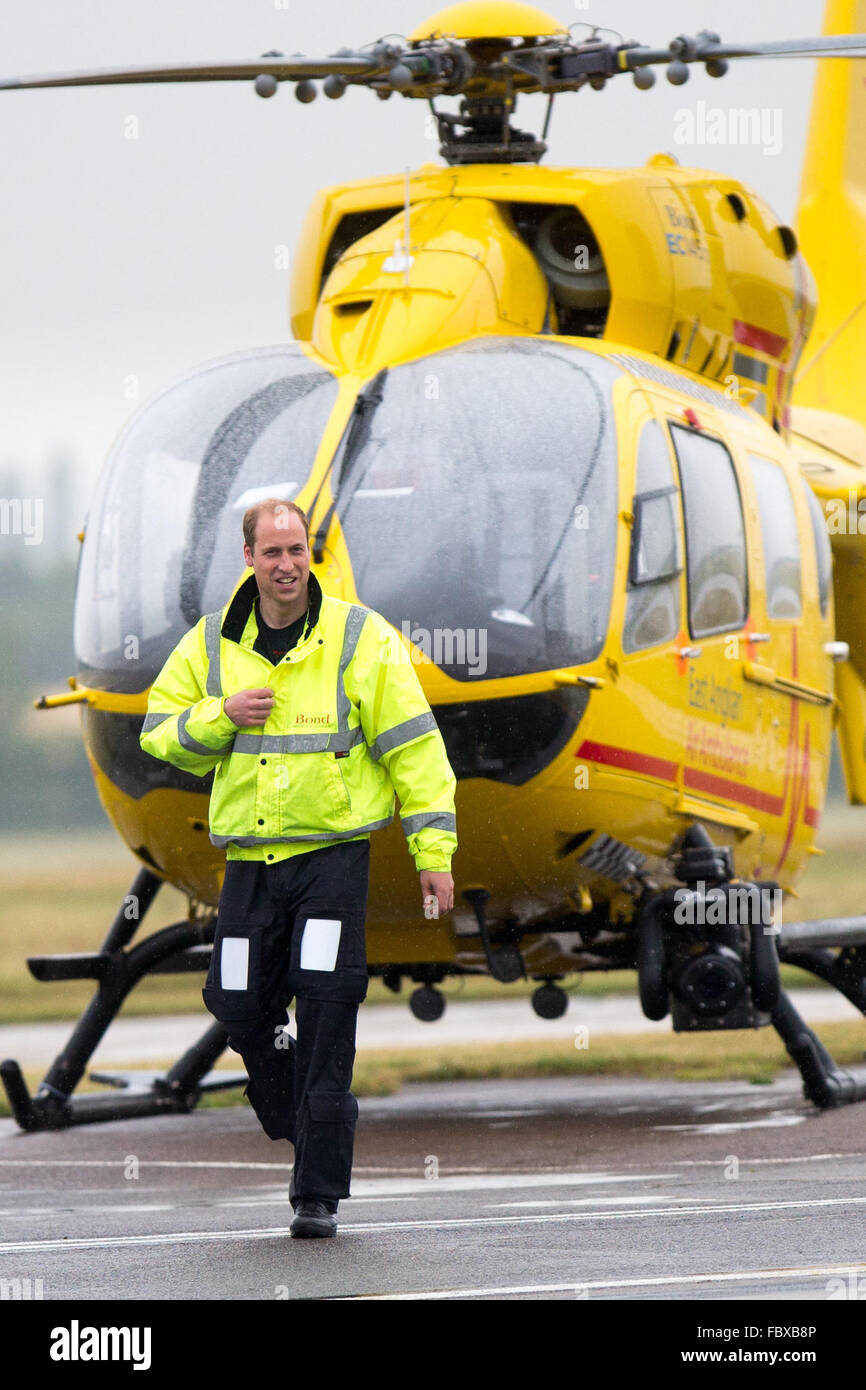 Prince William at Cambridge Airport on the first day of his new job as