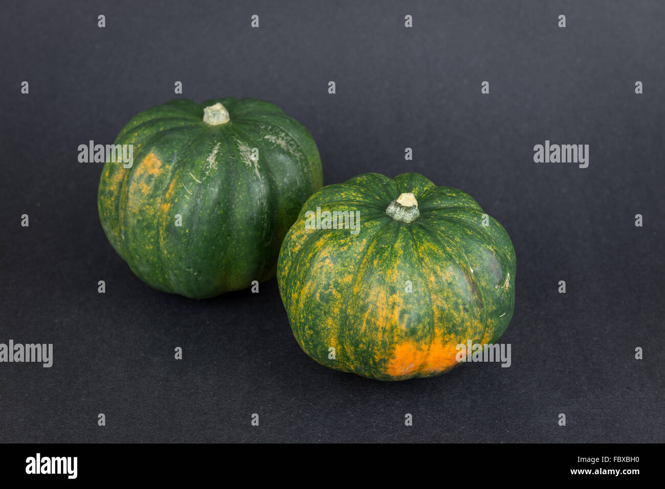 Two acorn squash, pumpkin harvest from Mexico Stock Photo
