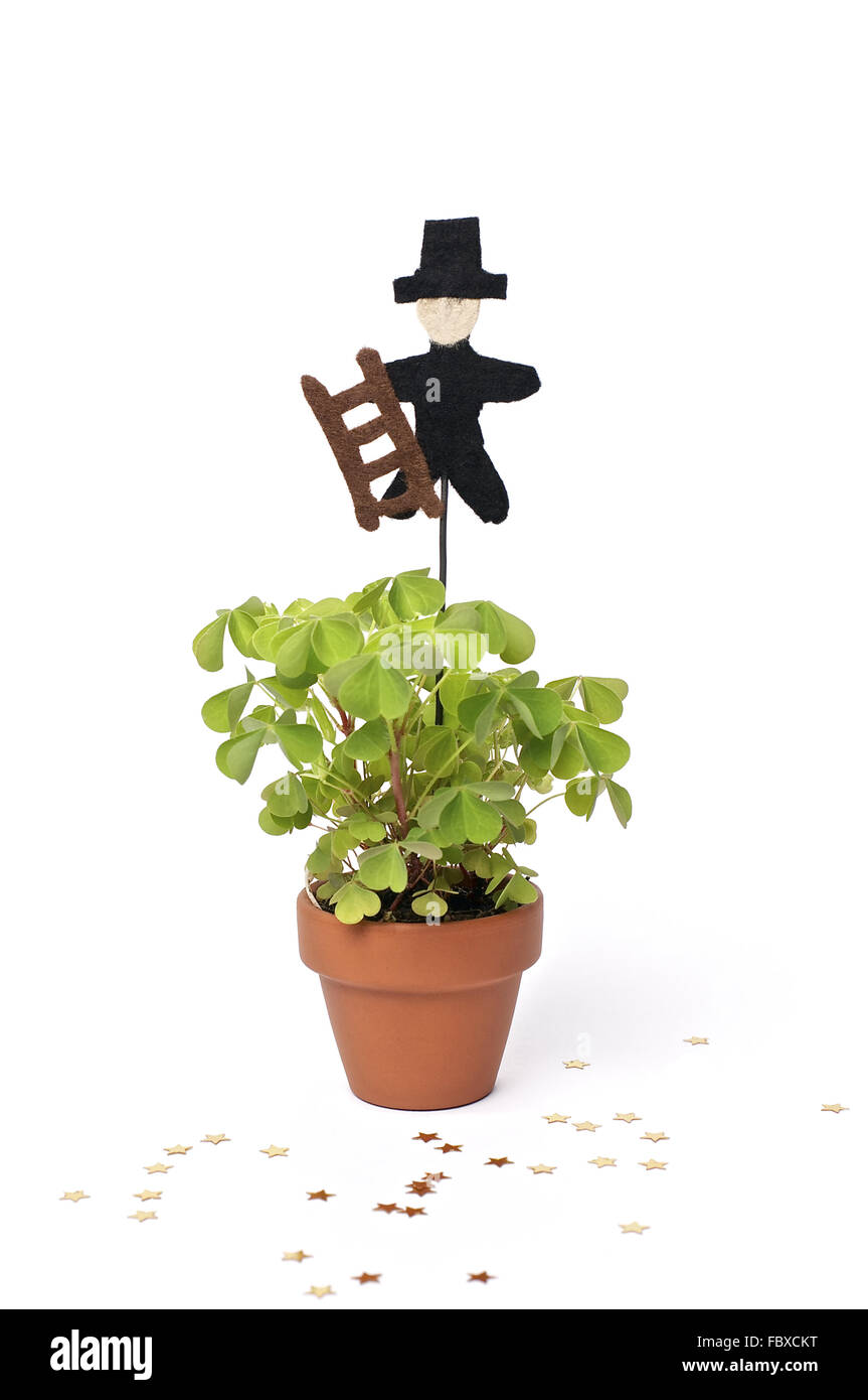 Trefoil with Chimney Sweeper made of Felt Stock Photo