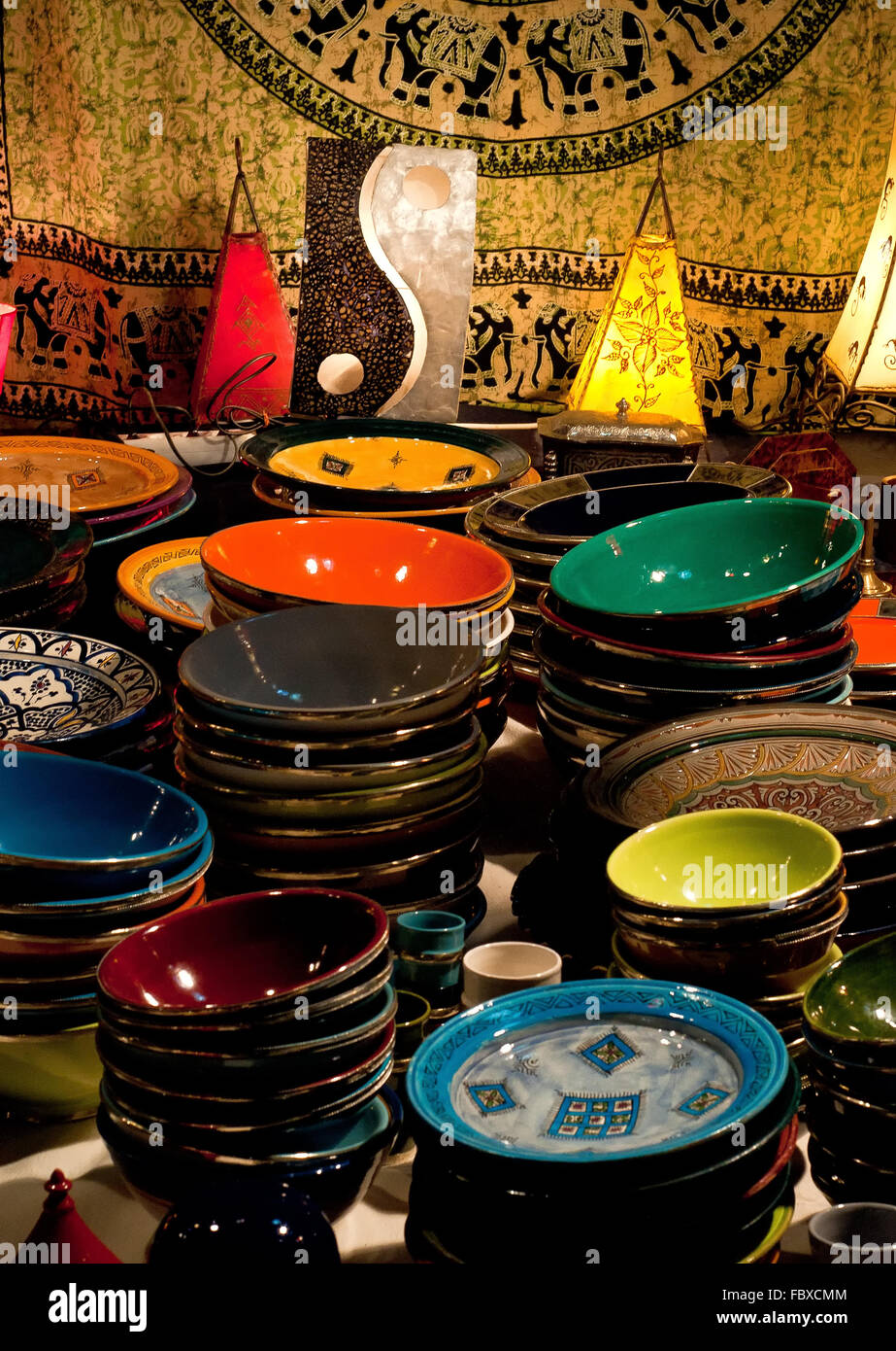 Clay bowls and plates Stock Photo