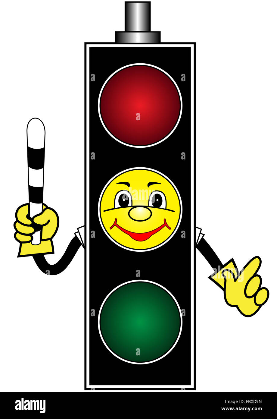 Cartoon yellow traffic light Stock Photo