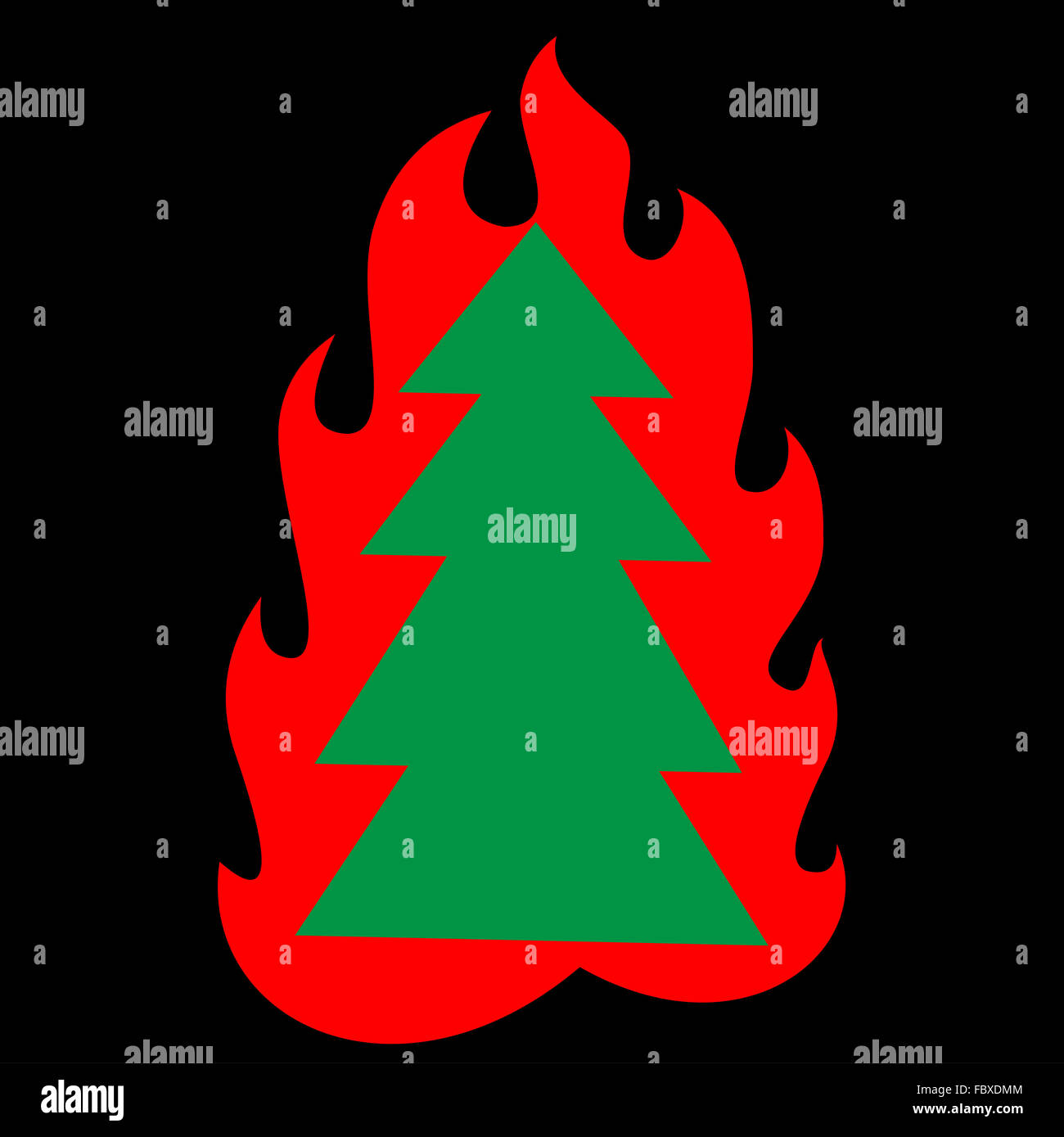 Christmas tree on fire Stock Photo Alamy