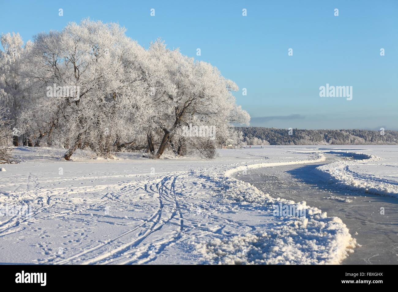 Frozen lake Stock Photo