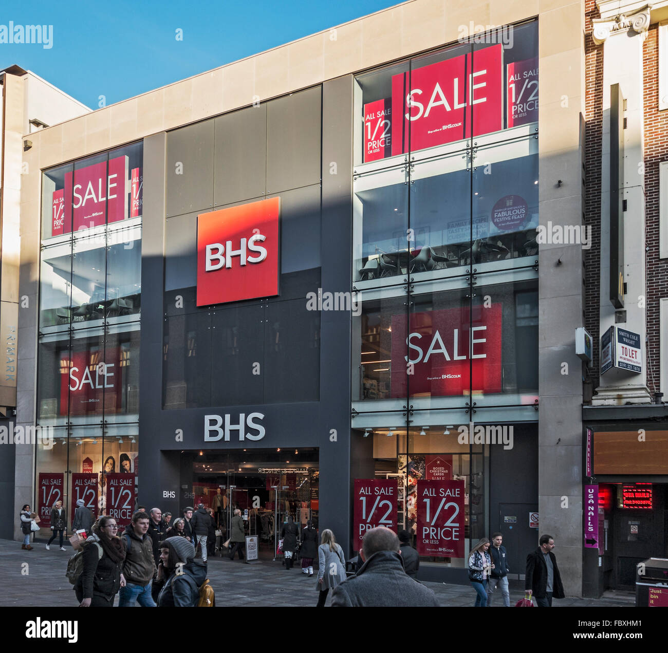 British Home Stores shop on Northumberland Street, Newcastle upon Tyne during January sales. Stock Photo