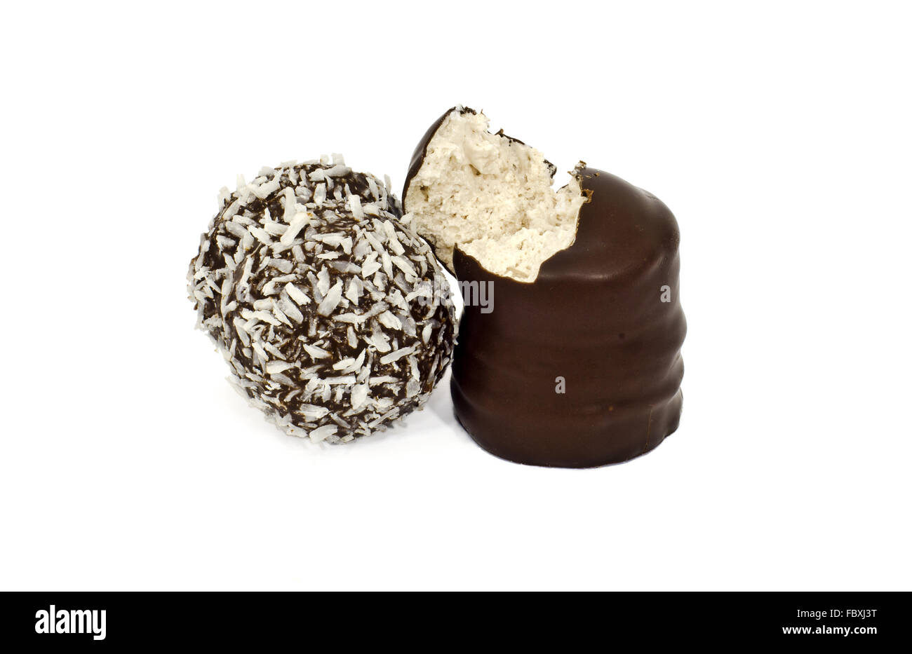 chocolate covered marshmallow treats Stock Photo