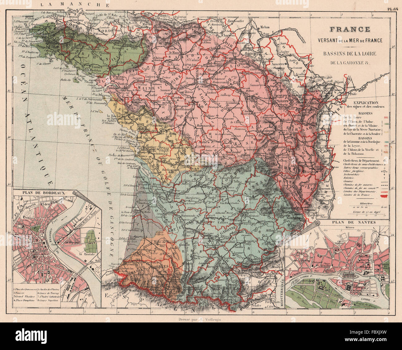FRANCE BAY OF BISCAY WATERSHED. Loire Garonne Dordogne Leyre basins