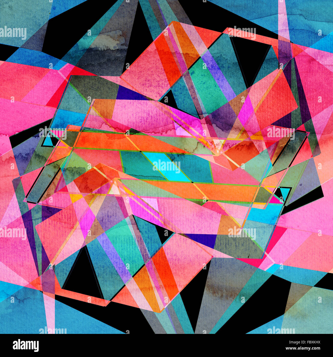 Abstract watercolor background with colorful geometric elements Stock ...