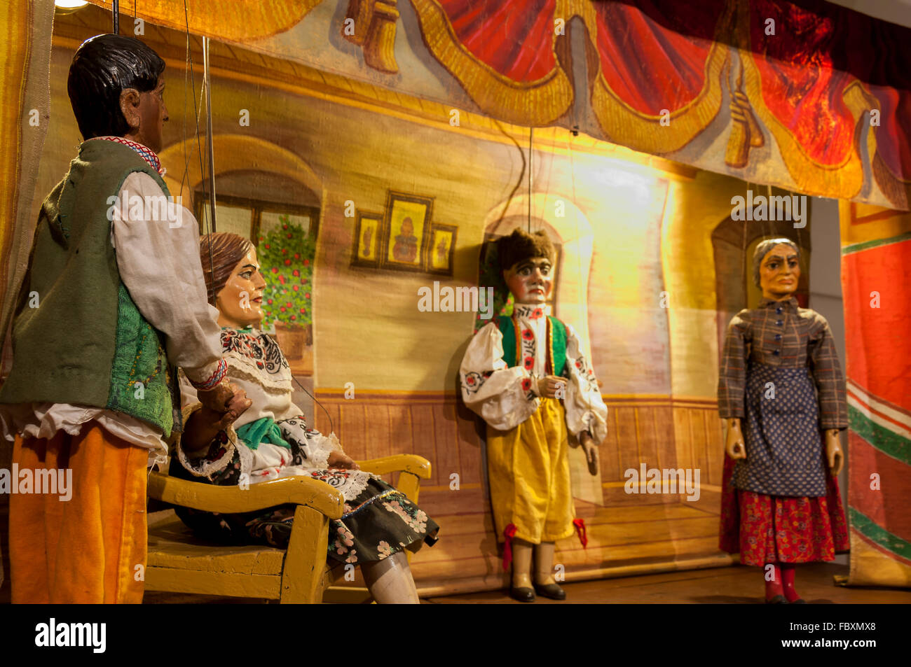 Scene from marionette theater for children Stock Photo