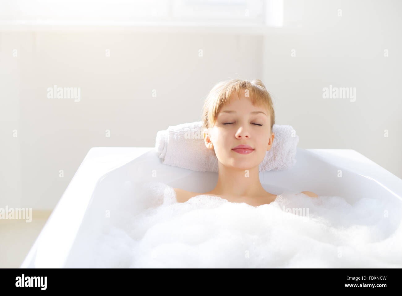girl relaxing in bathtub Stock Photo Alamy