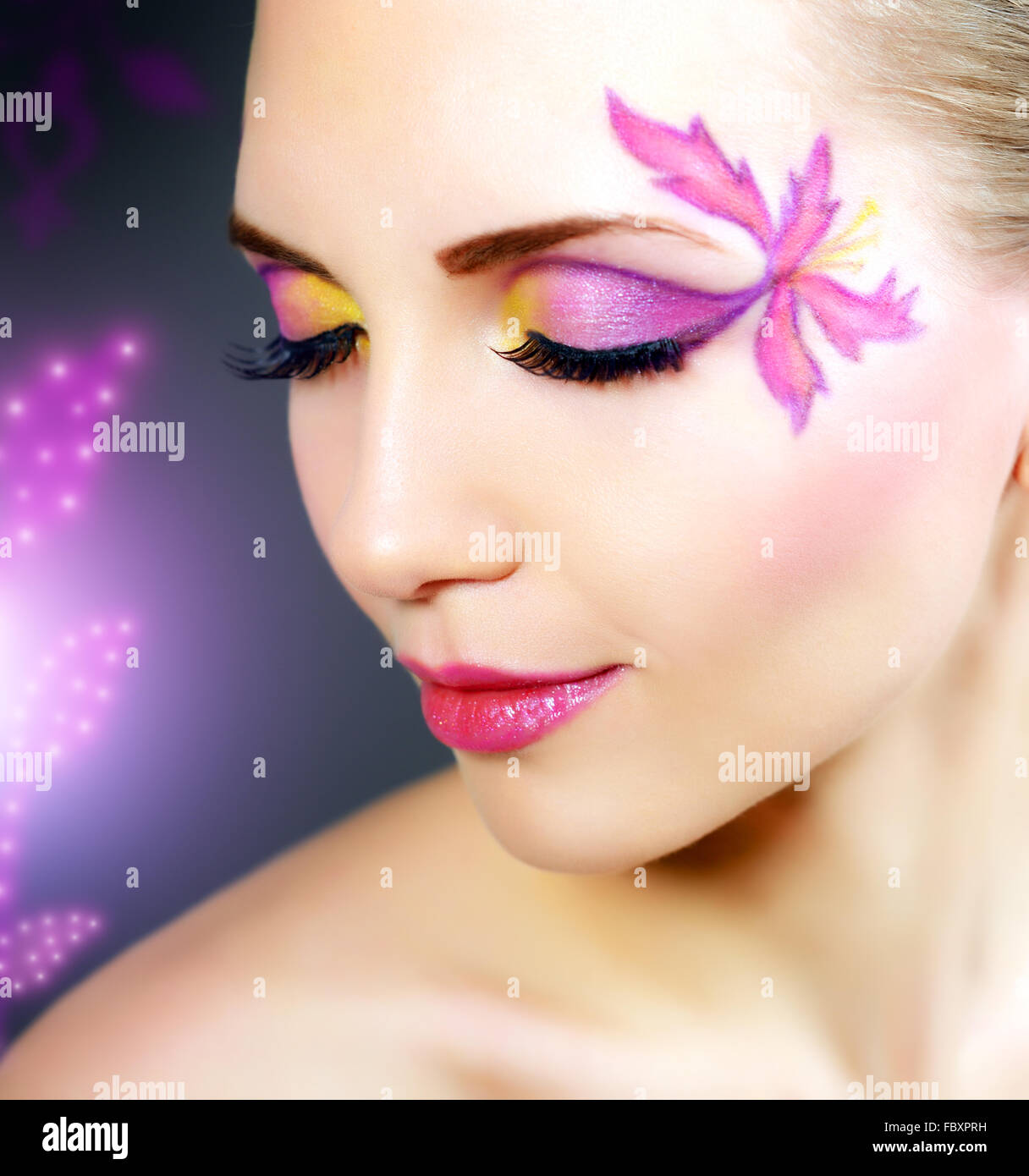 Beautiful girl creative colorful makeup hi-res stock photography and images  - Alamy