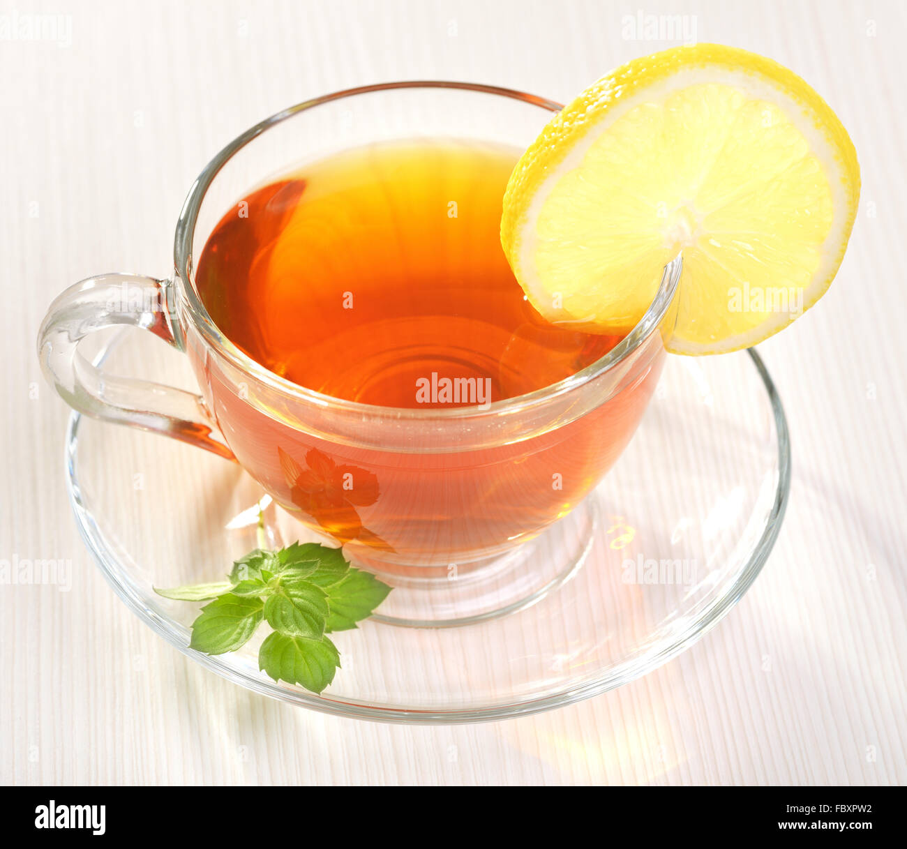 Black Tea With Lemon Stock Photo Alamy
