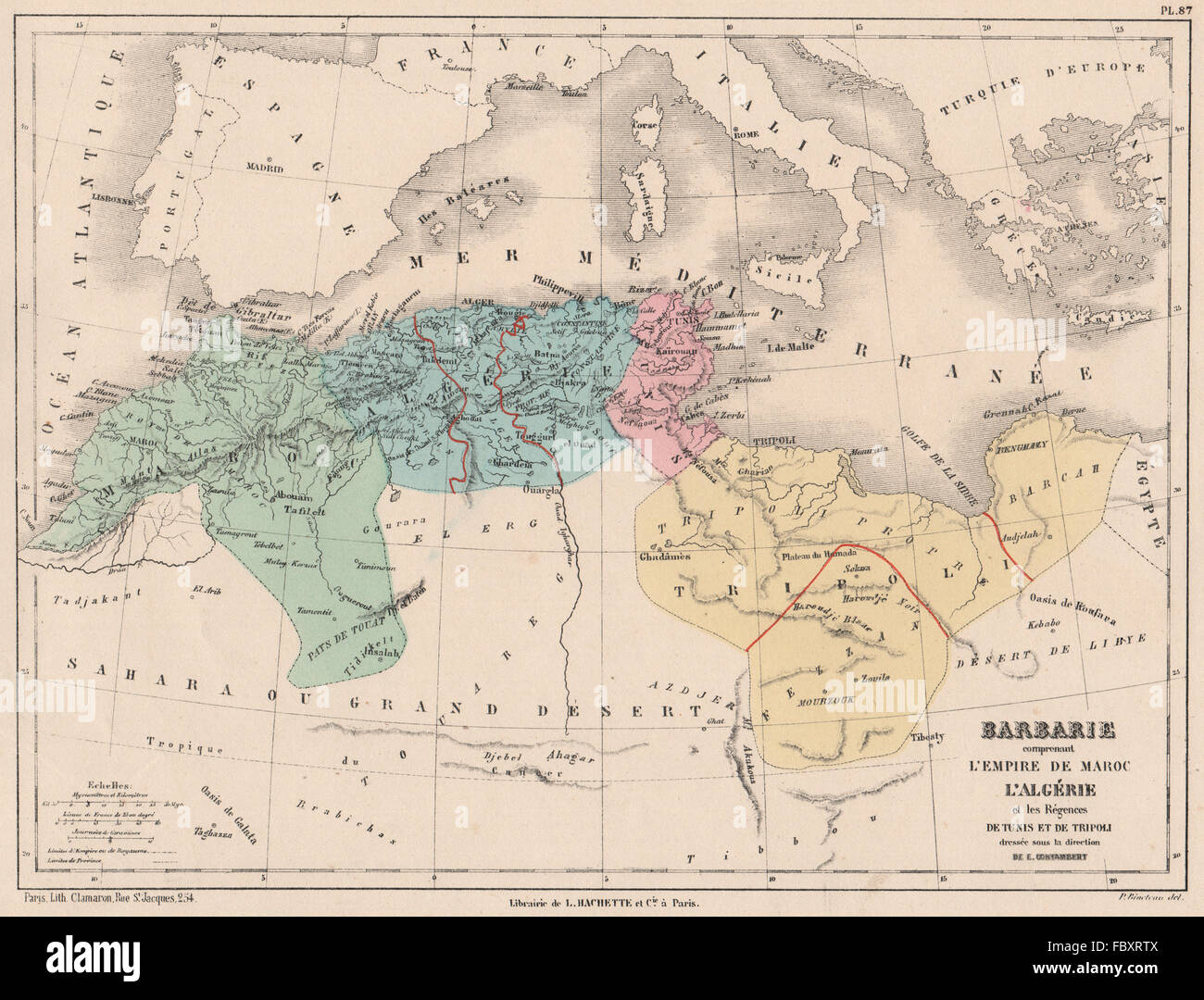 Maghreb Barbary Coast Morocco Algeria Libya Tunisia North Africa 1880 Map Stock Photo Alamy